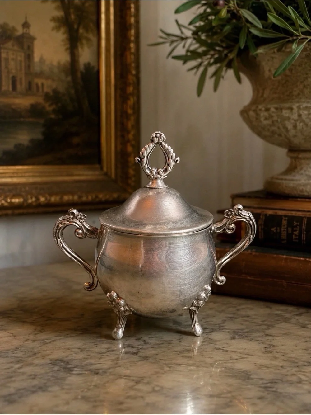 Leonard Silverplate Footed Creamer, Lidded Footed Sugar Bowl